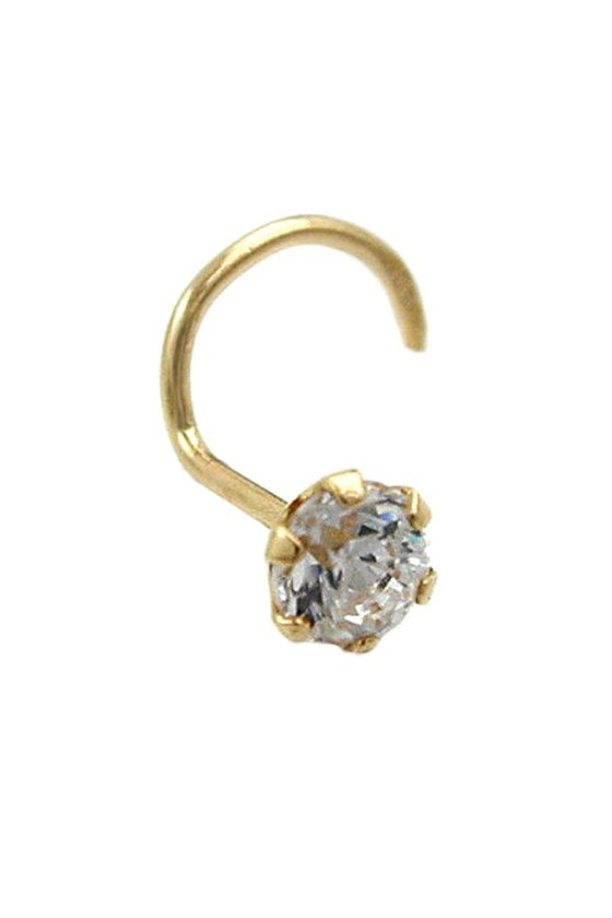 NOSE SCREW ZIRCONIA 3MM 18K GOLD