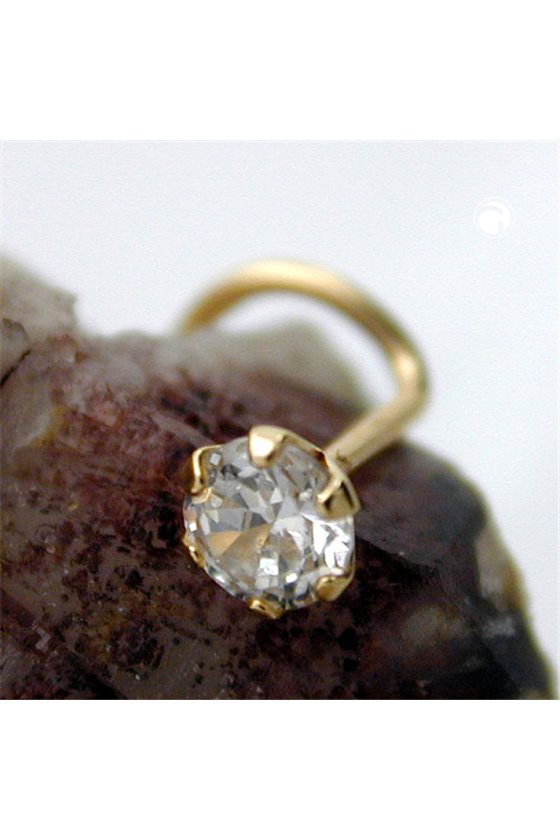 NOSE SCREW ZIRCONIA 3MM 18K GOLD