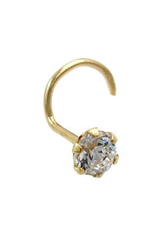 NOSE SCREW ZIRCONIA 3MM 18K GOLD