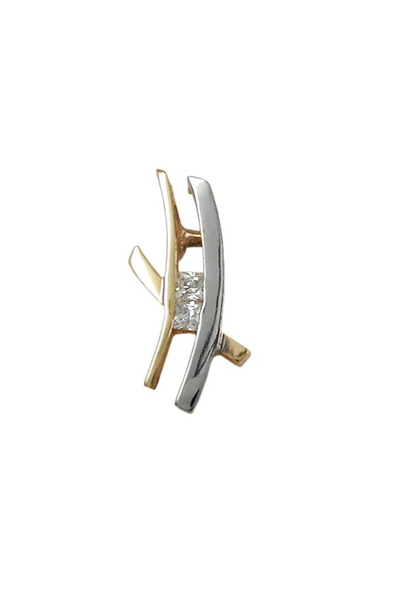 PENDANT TWO TONE ZIRCONIA 9K GOLD