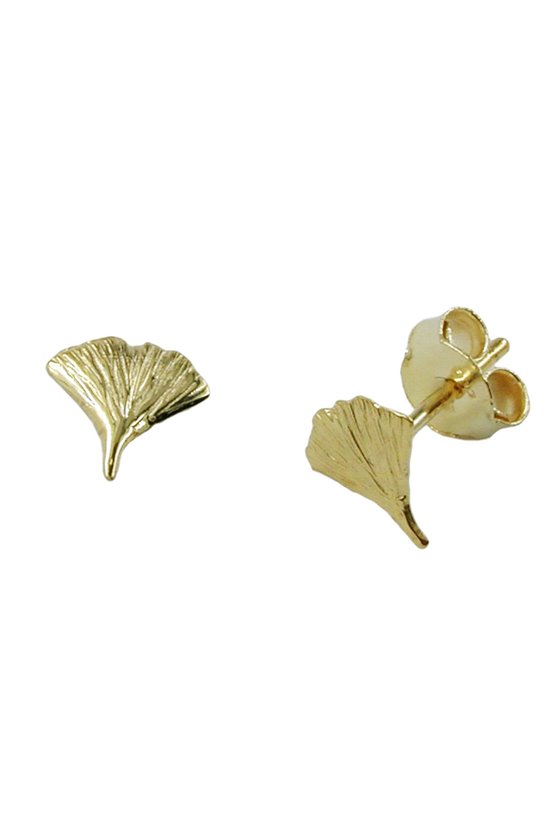 STUD EARRINGS GINKGO LEAF 9K GOLD