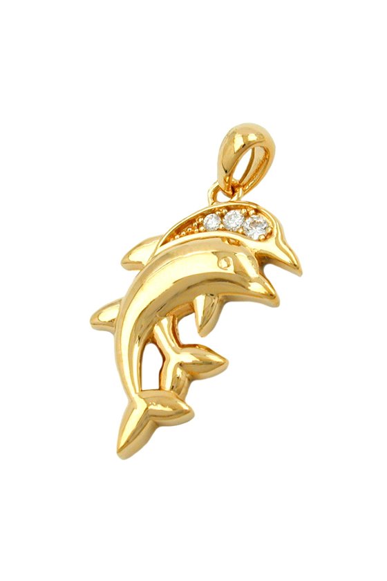 PENDANT DOLPHINS WITH ZIRCONIA 3 MICRON GOLD-PLATED