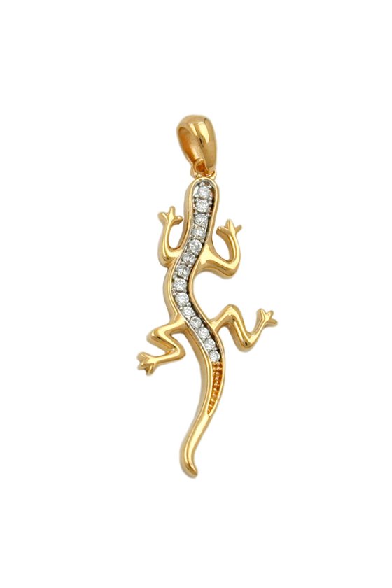 PENDANT LIZARD WITH ZIRCONIA 3 MICRON GOLD-PLATED