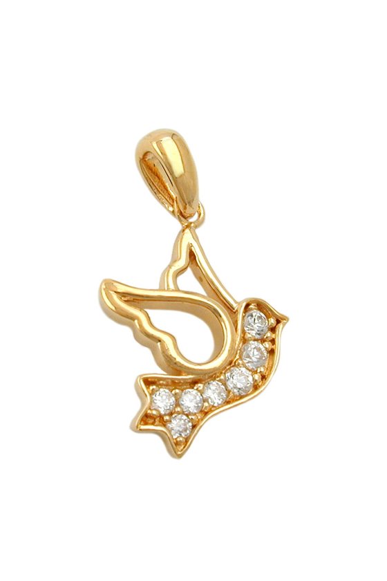 PENDANT DOVE OF PEACE ZIRCONIA 3 MICRON GOLD-PLATED