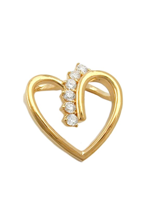 PENDANT HEART WITH ZIRCONIA 3 MICRON GOLD-PLATED