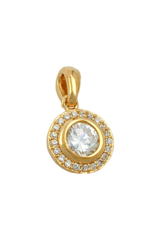 PENDANT ROUND ZIRCONIA 3 MICRON GOLD-PLATED
