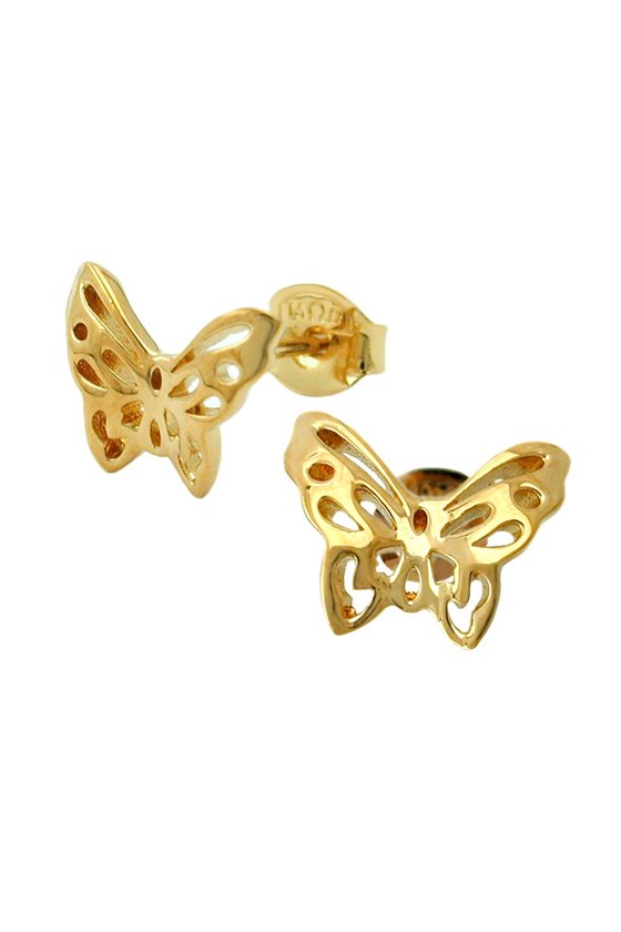 STUD EARRINGS BUTTERFLIES 3 MICRON GOLD PLATING