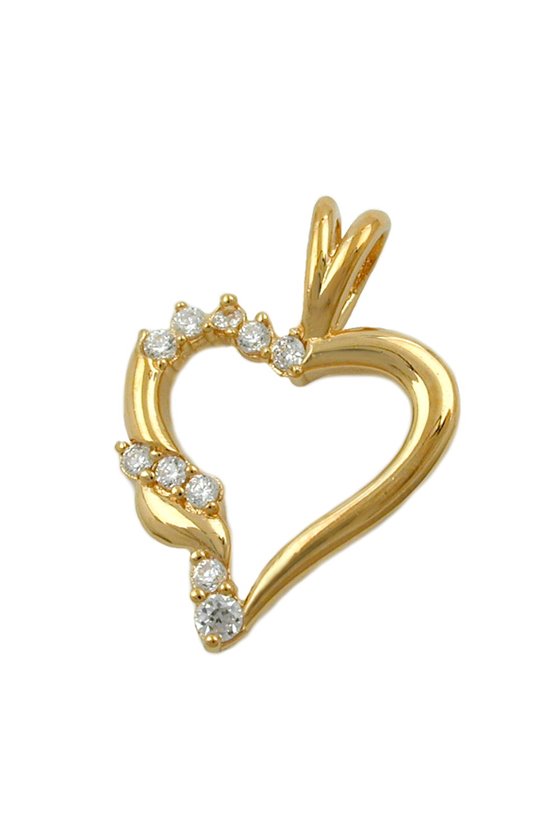 PENDANT HEART WITH ZIRCONIA 3 MICRON GOLD-PLATED
