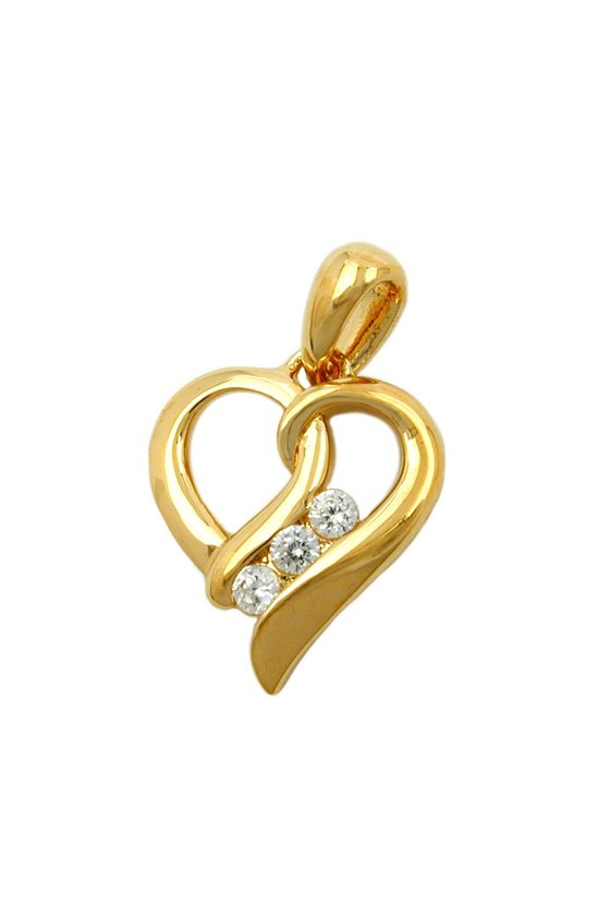 PENDANT HEART WITH ZIRCONIA 3 MICRON GOLD-PLATED