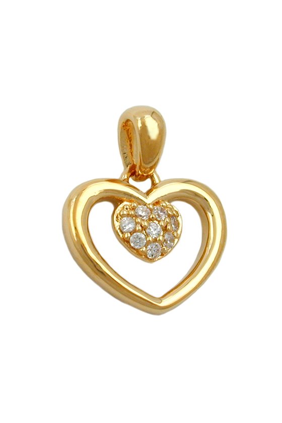 PENDANT HEART IN HEART ZIRCONIA 3 MICRON GOLD-PLATED