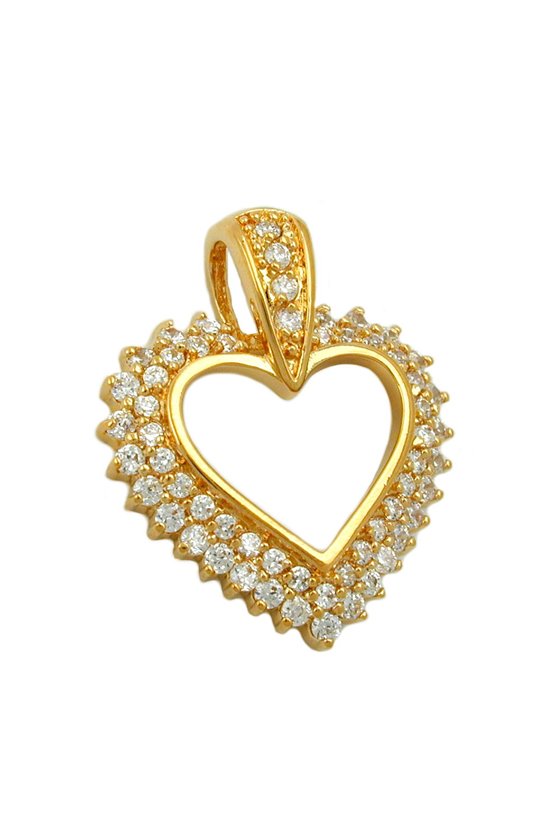 PENDANT LARGE HEART WITH ZIRCONIA 3 MICRON GOLD-PLATED