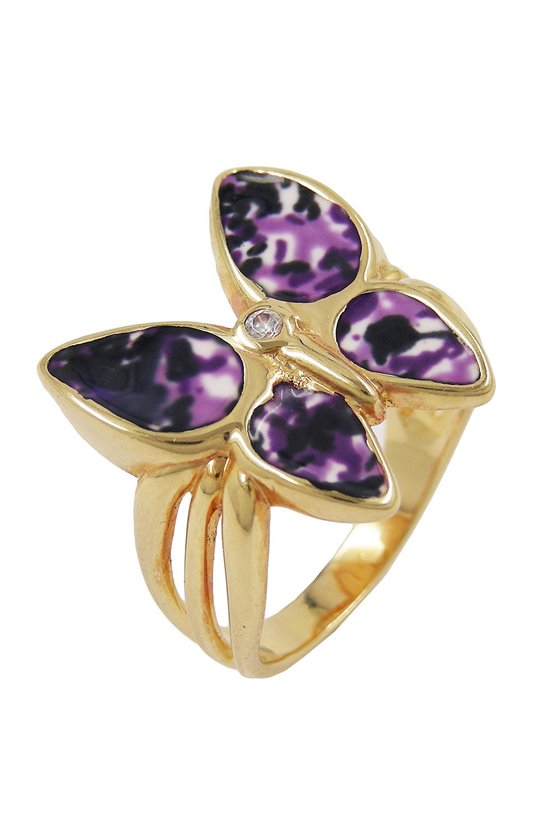 RING 18CT GOLD PLATED BUTTERFLY ZIRCONIA