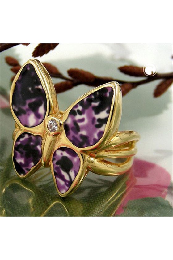 RING 18CT GOLD PLATED BUTTERFLY ZIRCONIA