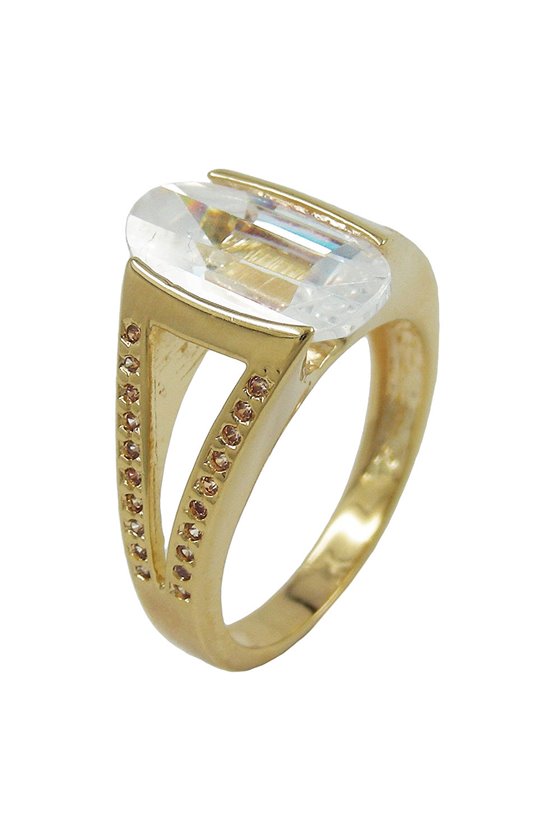 RING 18CT GOLD PLATING 14MM ZIRCONIA