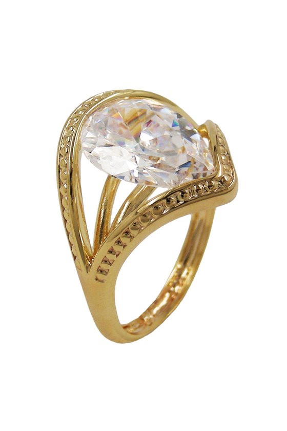 RING 18MM ZIRCONIA 18K GOLD PLATING