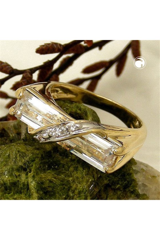 RING 7MM 18K GOLD PLATED CUBIC ZIRCONIA