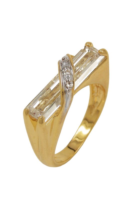 RING 7MM 18K GOLD PLATED CUBIC ZIRCONIA