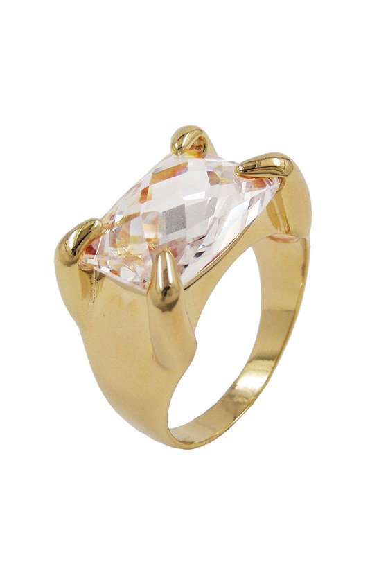 RING 14X10MM 18K GOLD PLATED ZIRCONIA