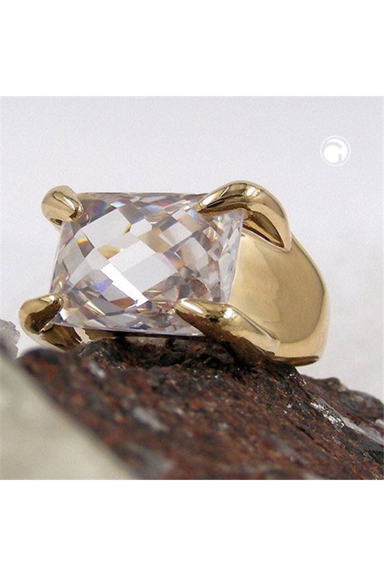 RING 14X10MM 18K GOLD PLATED ZIRCONIA