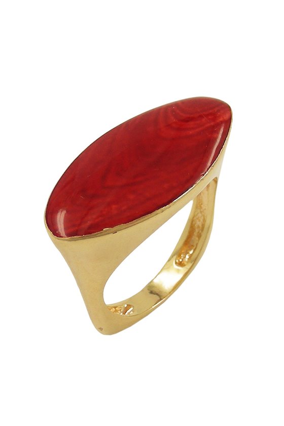 RING RED MARBLED 18K GOLD PLATED
