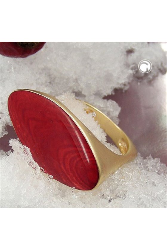RING RED MARBLED 18K GOLD PLATED