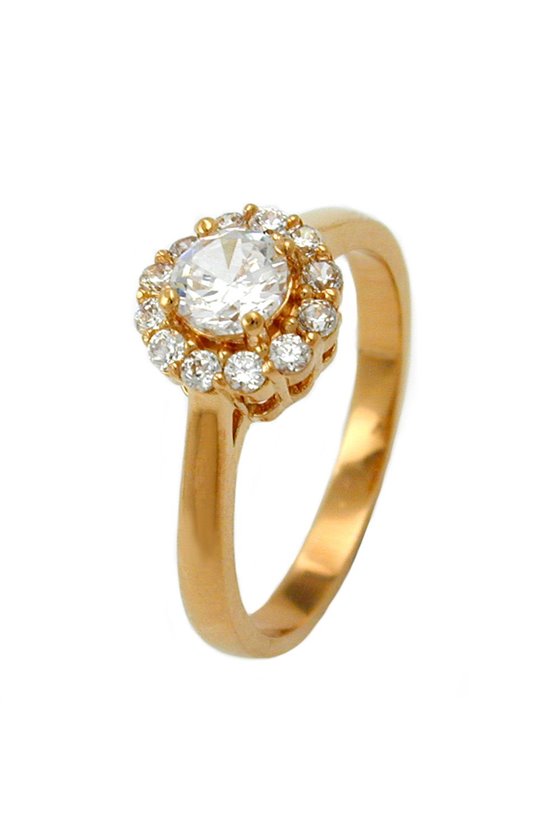 RING WITH ZIRCONIA FLOWER GOLD PLATED 3 MICRON