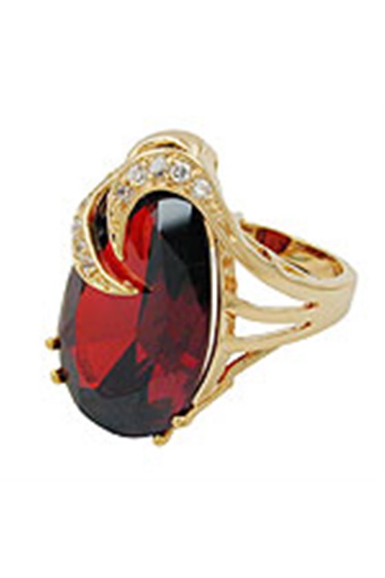 RING WITH ZIRCONIA GARNET RED GOLD PLATED 3 MICRON