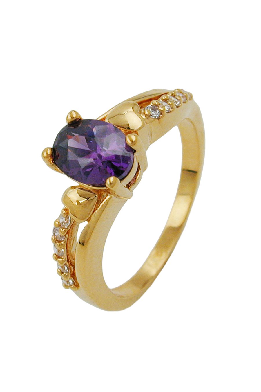 RING WITH ZIRCONIA PURPLE GOLD PLATED 3 MICRON