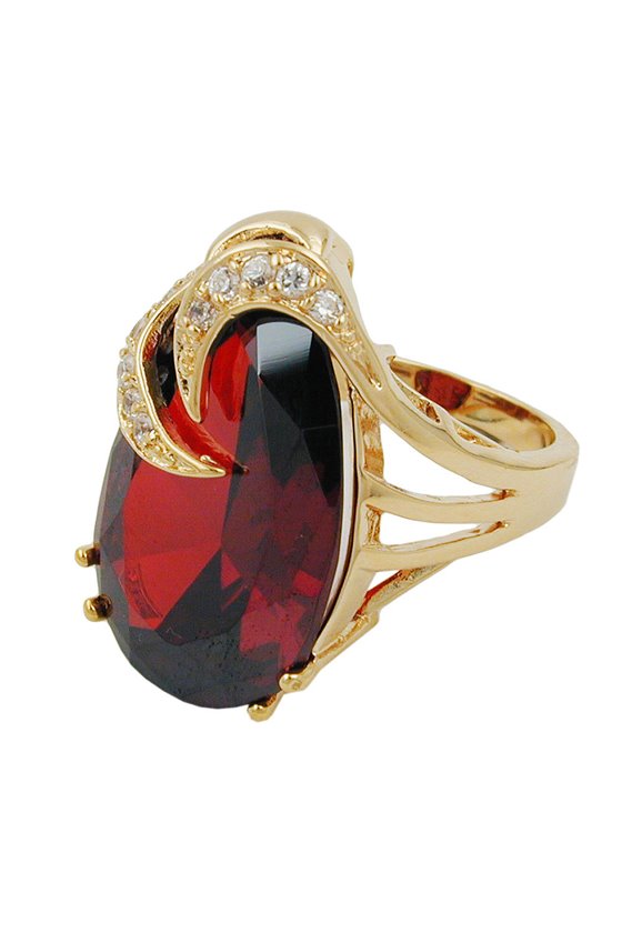 RING WITH ZIRCONIA GARNET RED GOLD PLATED 3 MICRON
