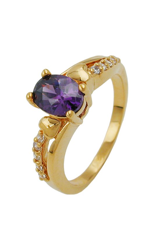 RING WITH ZIRCONIA PURPLE GOLD PLATED 3 MICRON