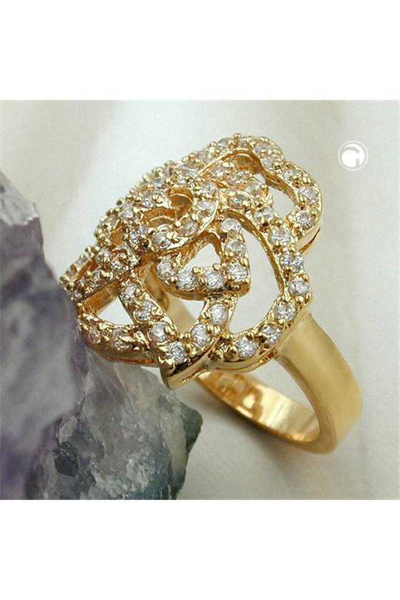 RING WITH ZIRCONIA ROSE GOLD PLATED 3 MICRON
