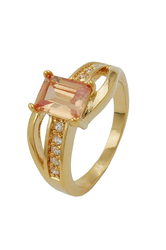 RING WITH ZIRCONIA TOPAS GOLD PLATED 3 MICRON