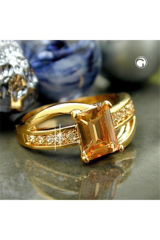 RING WITH ZIRCONIA TOPAS GOLD PLATED 3 MICRON