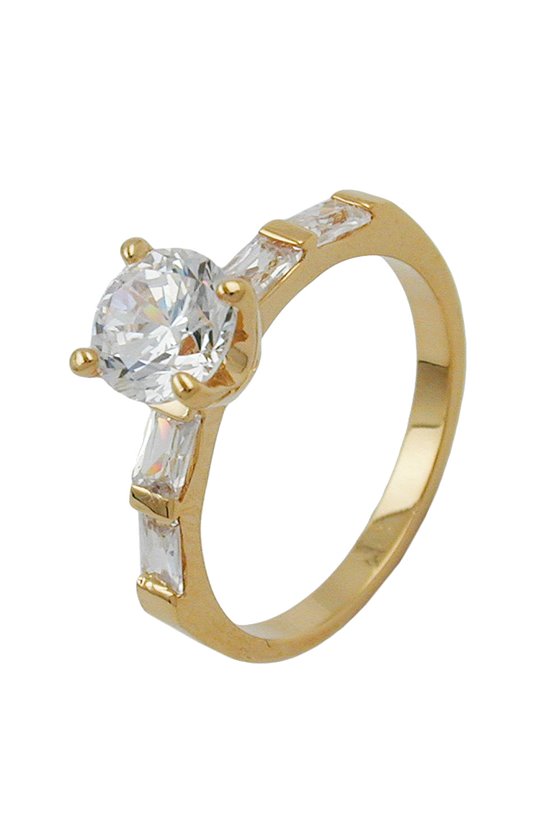 RING WHITE ZIRCONIA GOLD PLATED 3 MICRON
