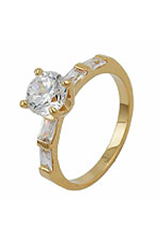 RING WHITE ZIRCONIA GOLD PLATED 3 MICRON