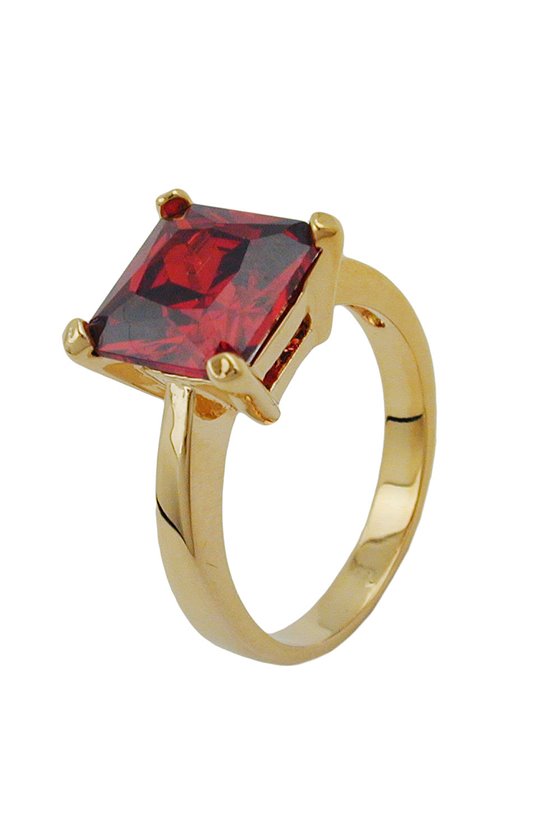 RING LARGE ZIRCONIA RED GOLD PLATED 3 MICRON