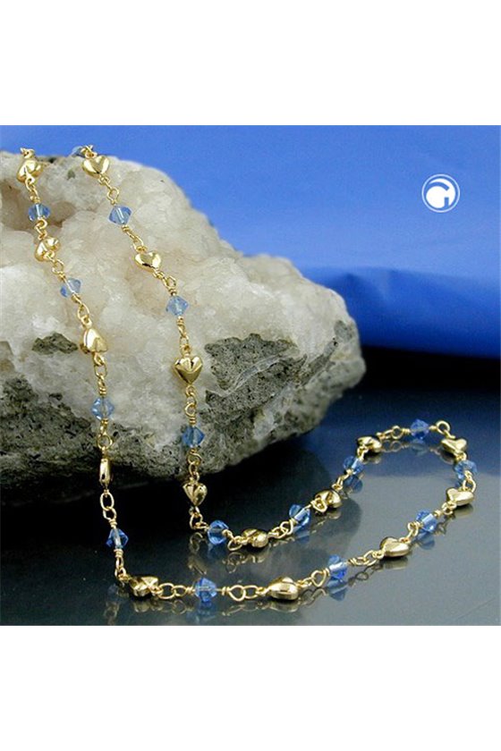 NECKLACE AQUA BLUE BEADS GOLD PLATED