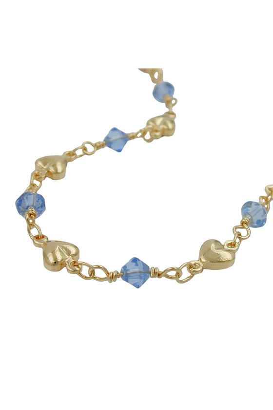 BRACELET AQUA BLUE BEADS GOLD PLATED