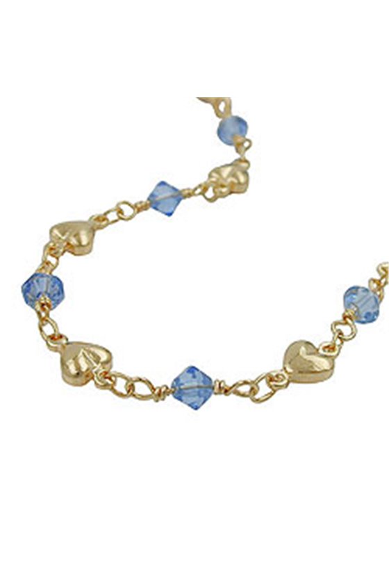 BRACELET AQUA BLUE BEADS GOLD PLATED