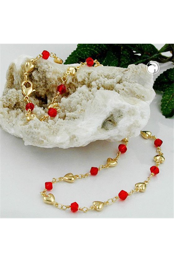 NECKLACE RED BEADS GOLD PLATED