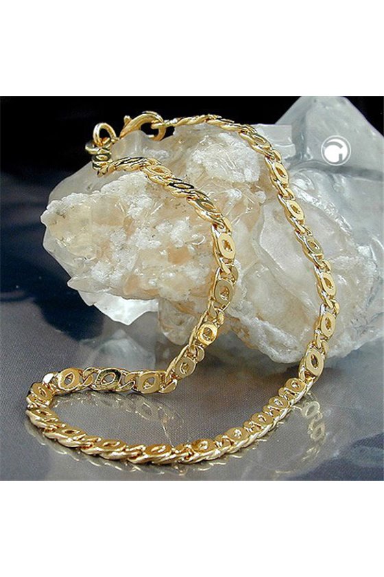 BRACELET EYE-OF-TIGER CHAIN GOLD PLATED