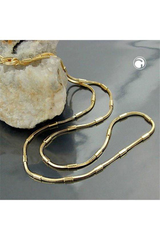 NECKLACE SNAKE CHAIN TUBES GOLD PLATED
