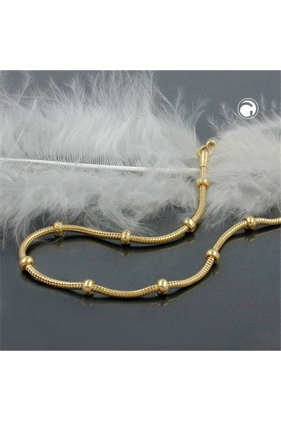 BRACELET SNAKE AND BALL CHAIN GOLD PLATED 19CM