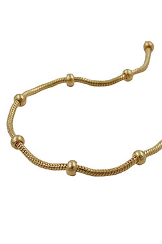 BRACELET SNAKE AND BALL CHAIN GOLD PLATED 19CM