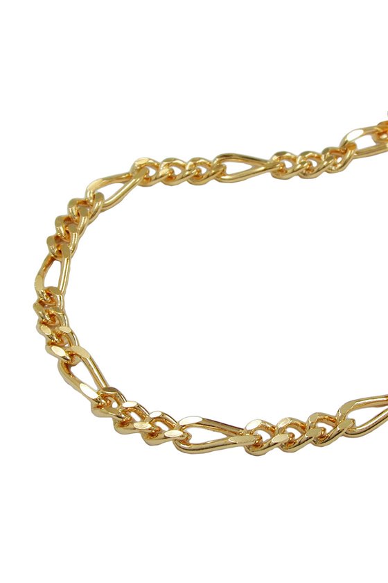 BRACELET FIGARO CHAIN DIAMOND CUT GOLD PLATED 19CM DE NO