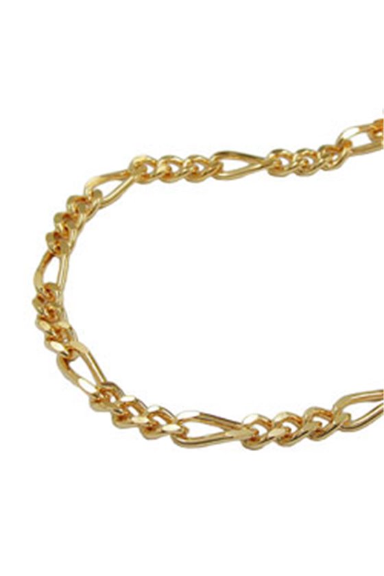 BRACELET FIGARO CHAIN DIAMOND CUT GOLD PLATED 19CM DE NO