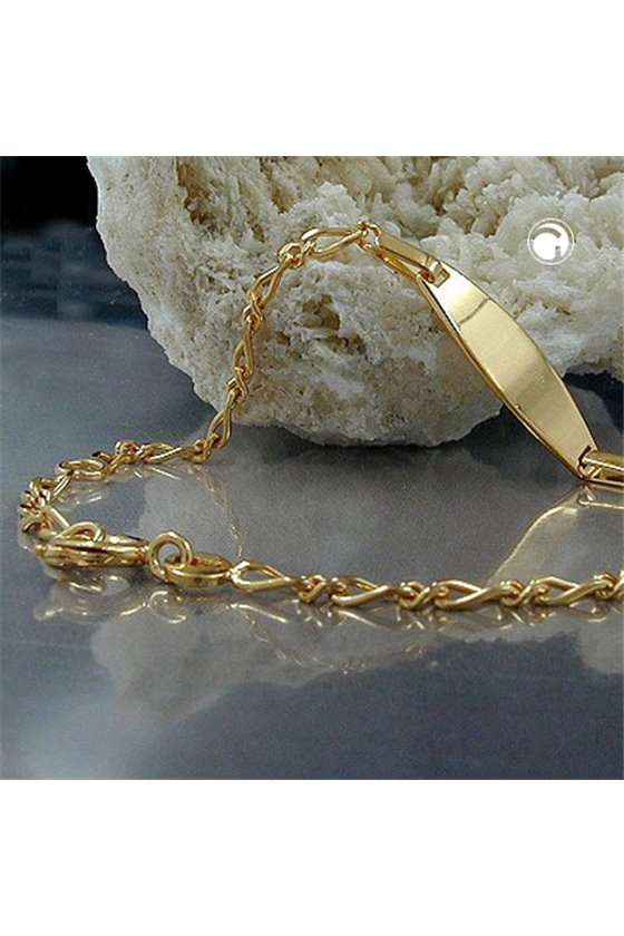 ID BRACELET FIGARO CHAIN GOLD PLATED