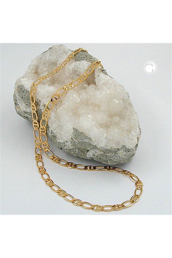NECKLACE MARINER CHAIN DIAMOND CUT GOLD PLATED 50CM