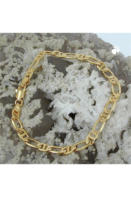 BRACELET MARINER CHAIN DIAMOND CUT GOLD PLATED 19CM