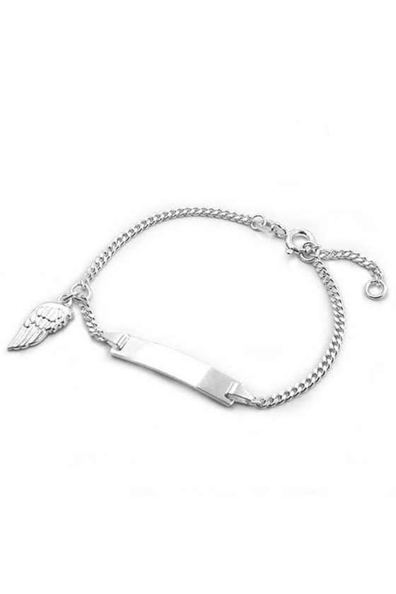 ID BRACELET WING CURB CHAIN SILVER 925